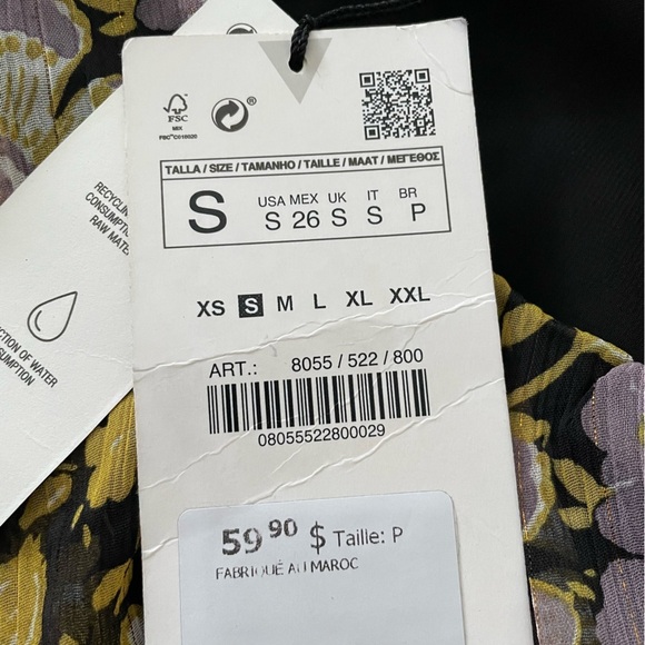 Zara Floral One Shoulder Dress Size S - Picture 9 of 15